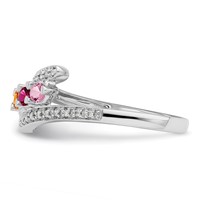 14K White Gold Family Jewelry Genuine Stone & Diamond Set Ring view 4