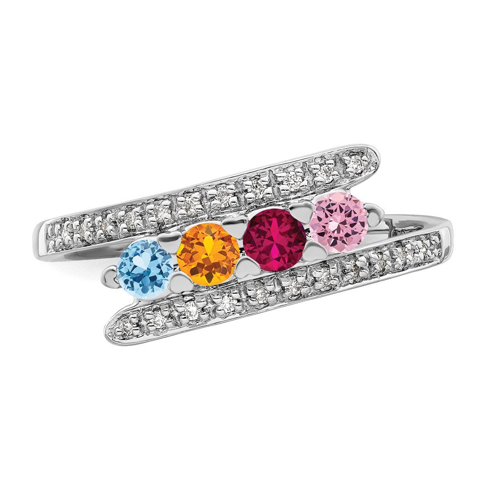 14K White Gold Family Jewelry Diamond Semi-Set Ring (XMRW33/4)