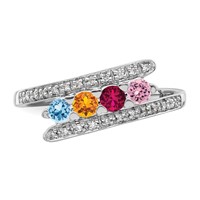 14K White Gold Family Jewelry Genuine Stone & Diamond Set Ring view 5