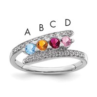 14K White Gold Family Jewelry Genuine Stone & Diamond Set Ring view 1