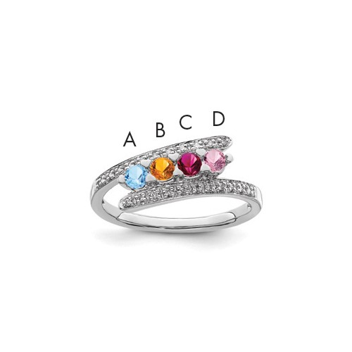 14K White Gold Family Jewelry Diamond Semi-Set Ring