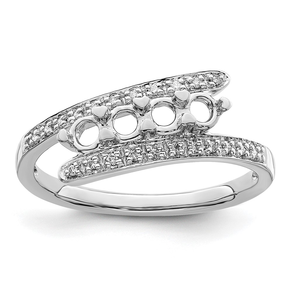 14K White Gold Family Jewelry Diamond Semi-Set Ring (XMRW33/4)