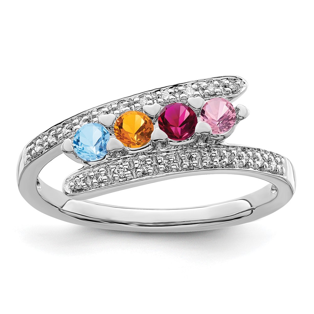 14K White Gold Family Jewelry Diamond Semi-Set Ring (XMRW33/4)