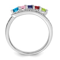 14K White Gold Family Jewelry Genuine Stone & Diamond Set Ring view 3