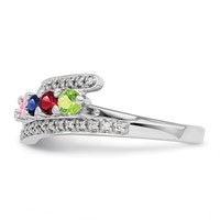 14K White Gold Family Jewelry Genuine Stone & Diamond Set Ring view 4