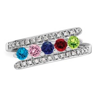 14K White Gold Family Jewelry Genuine Stone & Diamond Set Ring view 5