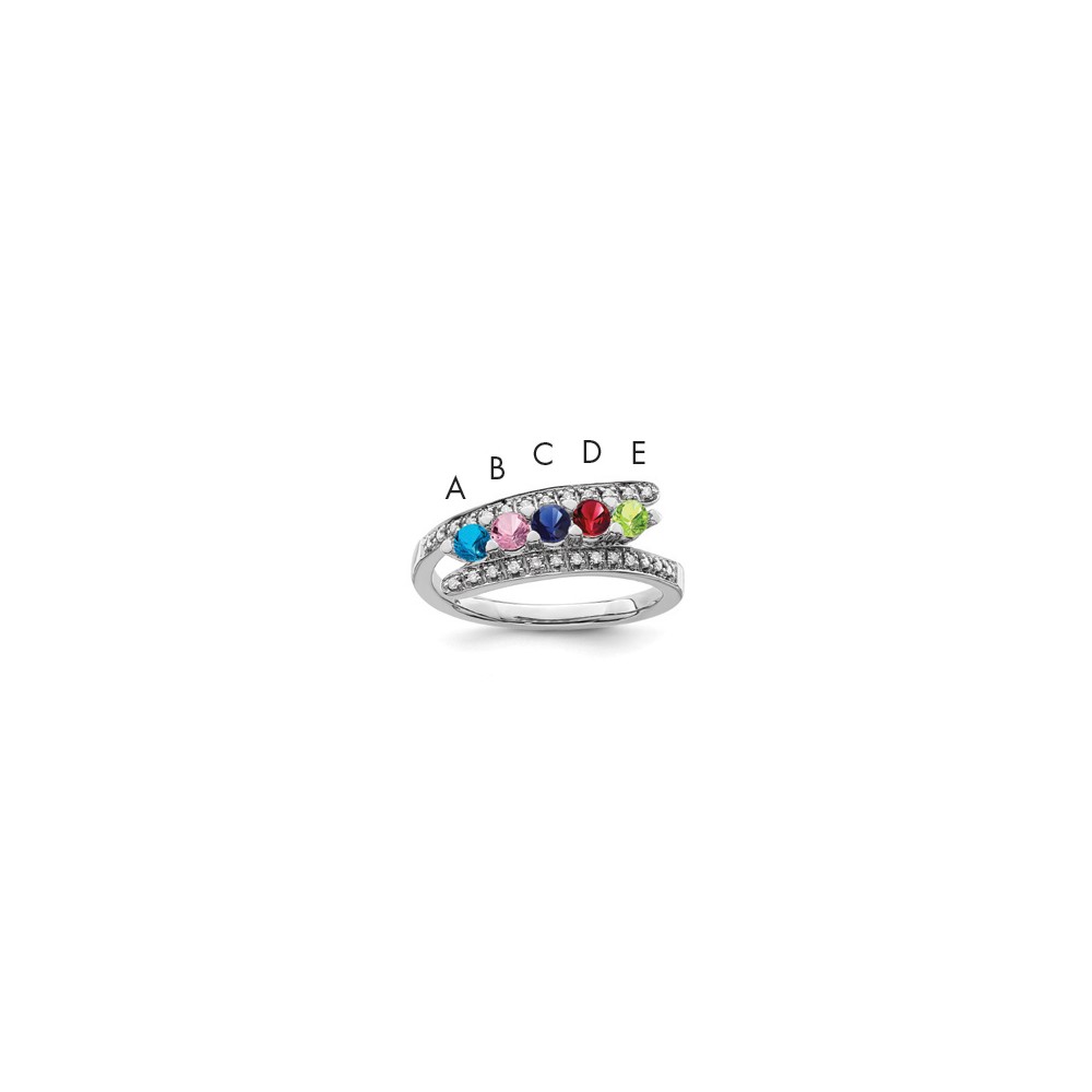 14K White Gold Family Jewelry Genuine Stone & Diamond Set Ring