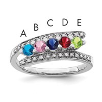 14K White Gold Family Jewelry Genuine Stone & Diamond Set Ring view 1