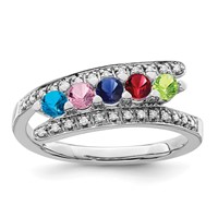 14K White Gold Family Jewelry Genuine Stone & Diamond Set Ring view 2