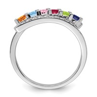 14K White Gold Family Jewelry Genuine Stone & Diamond Set Ring view 3