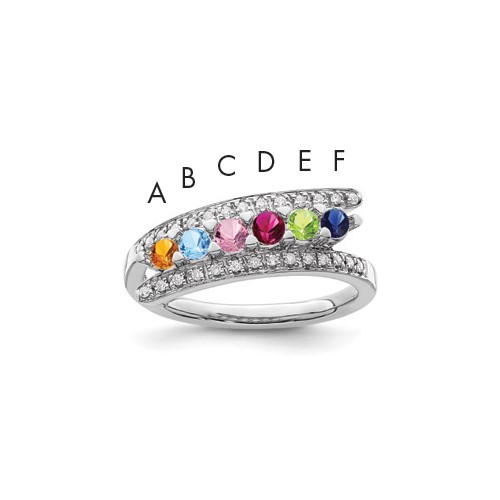 14K White Gold Family Jewelry Genuine Stone & Diamond Set Ring