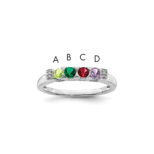 14K White Gold Family Jewelry Diamond Semi-Set Ring