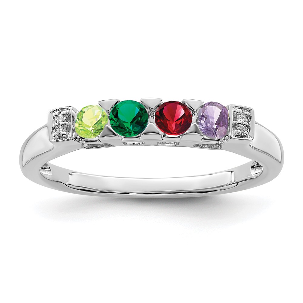 14K White Gold Family Jewelry Diamond Semi-Set Ring (XMRW35/4)