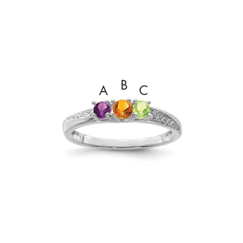 14K White Gold Family Jewelry Diamond Semi-Set Ring
