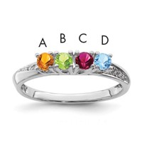 14K White Gold Family Jewelry Diamond Semi-Set Ring view 1