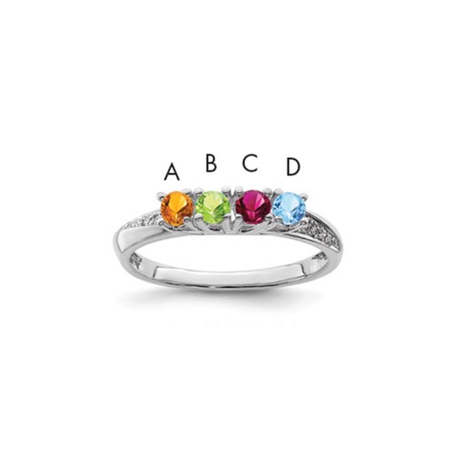 14K White Gold Family Jewelry Diamond Semi-Set Ring
