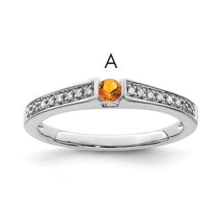 Birthstone and Diamond Mother's Ring