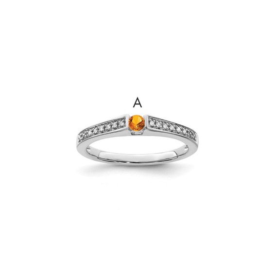 Birthstone and Diamond Mother's Ring