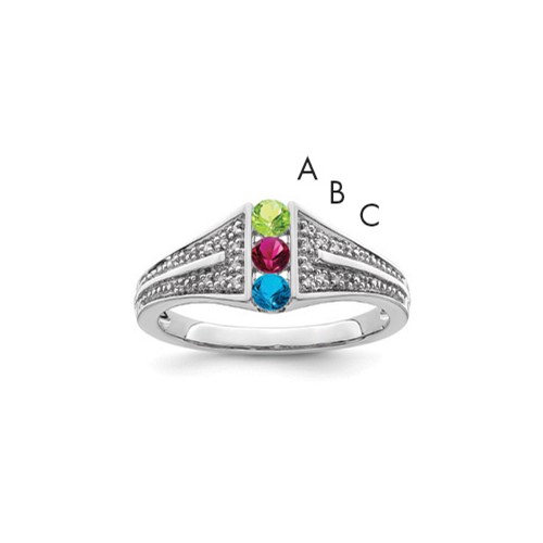 14K White Gold Family Jewelry Diamond Semi-Set Ring