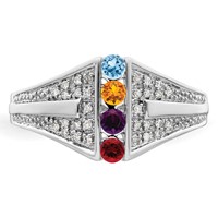 14K White Gold Family Jewelry Diamond Semi-Set Ring view 5