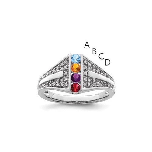14K White Gold Family Jewelry Diamond Semi-Set Ring