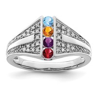 14K White Gold Family Jewelry Diamond Semi-Set Ring view 2