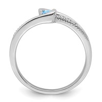 14K White Gold Family Jewelry Synthetic Stone & Diamond Set Ring view 3