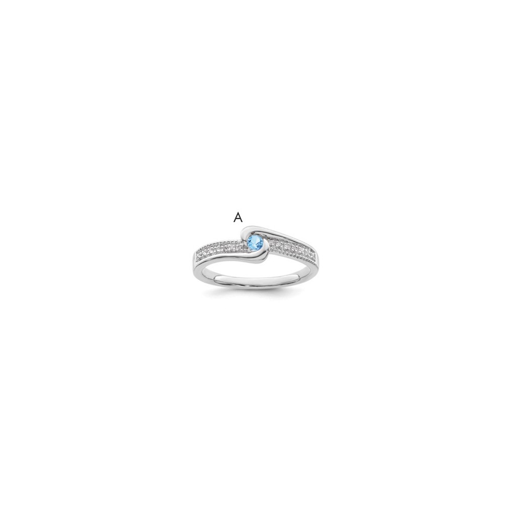 14K White Gold Family Jewelry Synthetic Stone & Diamond Set Ring