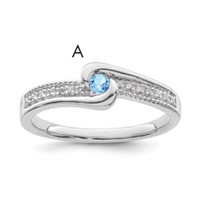14K White Gold Family Jewelry Synthetic Stone & Diamond Set Ring view 1