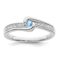 14K White Gold Family Jewelry Synthetic Stone & Diamond Set Ring view 2