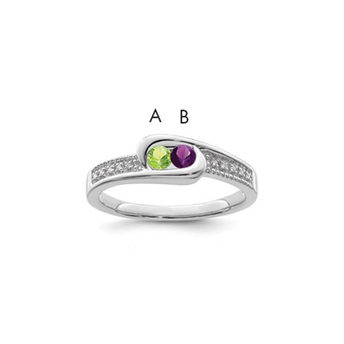 14K White Gold Family Jewelry Genuine Stone & Diamond Set Ring