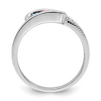 14K White Gold Family Jewelry Genuine Stone & Diamond Set Ring view 3