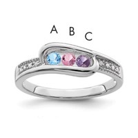 14K White Gold Family Jewelry Genuine Stone & Diamond Set Ring view 1
