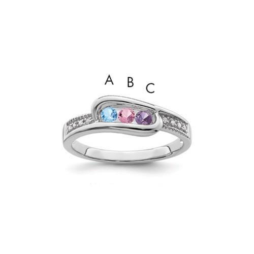 14K White Gold Family Jewelry Diamond Semi-Set Ring