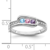14K White Gold Family Jewelry Genuine Stone & Diamond Set Ring view 4