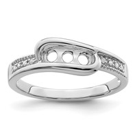 14K White Gold Family Jewelry Genuine Stone & Diamond Set Ring view 5