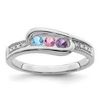 14K White Gold Family Jewelry Genuine Stone & Diamond Set Ring view 2