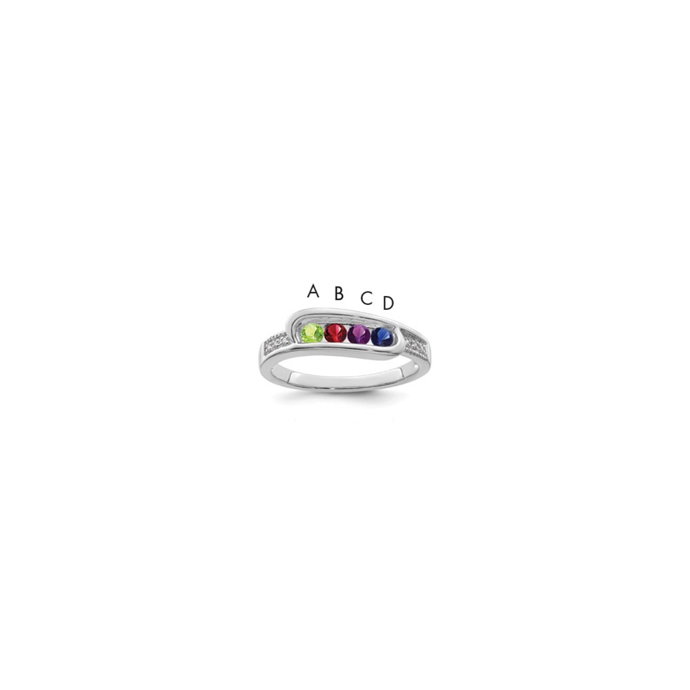 14K White Gold Family Jewelry Diamond Semi-Set Ring