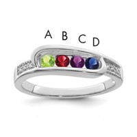 14K White Gold Family Jewelry Diamond Semi-Set Ring view 1