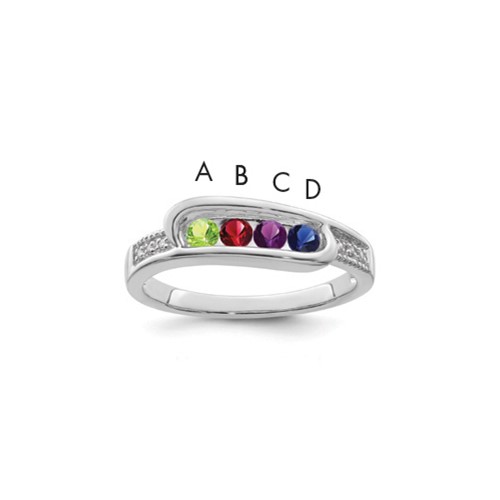 14K White Gold Family Jewelry Genuine Stone & Diamond Set Ring