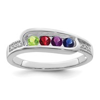 14K White Gold Family Jewelry Diamond Semi-Set Ring view 2