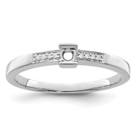 14K White Gold Family Jewelry Diamond Semi-Set Ring view 5