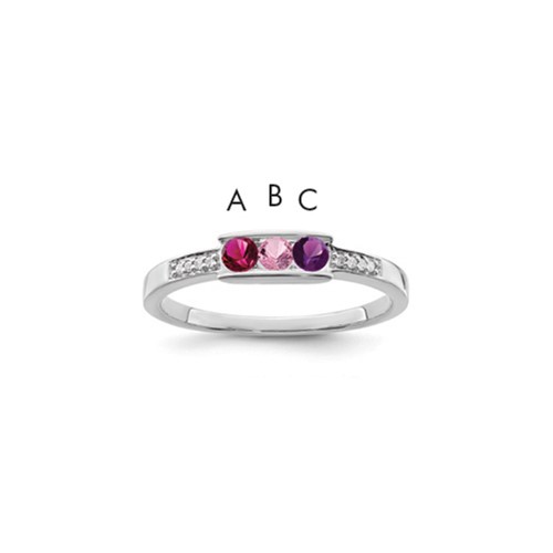 14K White Gold Family Jewelry Diamond Semi-Set Ring