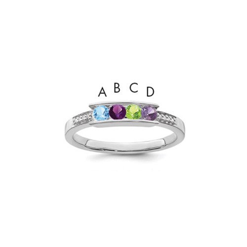 14K White Gold Family Jewelry Diamond Semi-Set Ring