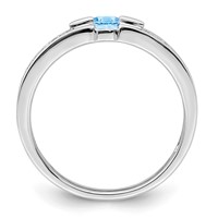 14K White Gold Family Jewelry Genuine Stone & Diamond Set Ring view 3