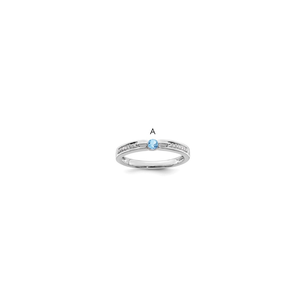 14K White Gold Family Jewelry Genuine Stone & Diamond Set Ring