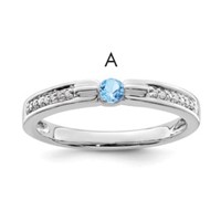 14K White Gold Family Jewelry Genuine Stone & Diamond Set Ring view 1