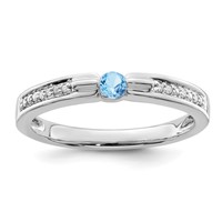 14K White Gold Family Jewelry Genuine Stone & Diamond Set Ring view 2