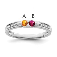 14K White Gold Family Jewelry Genuine Stone & Diamond Set Ring view 1