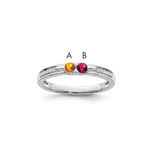 14K White Gold Family Jewelry Genuine Stone & Diamond Set Ring